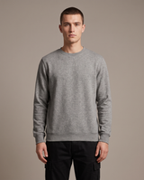 Sweat Col Rond — Gris chiné — porté